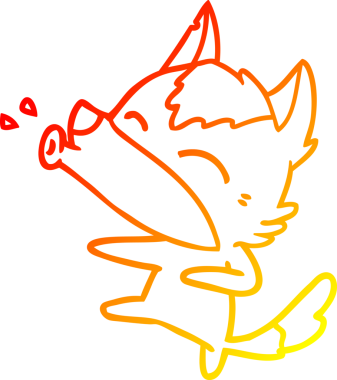 Bir insan tarafından çizilen uluyan kurt çizgi filminin sıcak gradyan çizimi