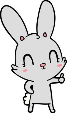 Bir insan tarafından çizilmiş şirin çizgi film tavşanı.