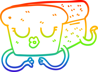 gökkuşağı gradyan çizgisi bir insan tarafından çizilmiş bir ekmek somunu