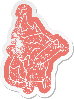 Uluyan Kurt çizgi filmi, bir insan tarafından çizilmiş Noel Baba şapkasının çıkartması.