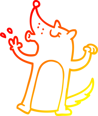 Bir insan tarafından çizilen uluyan kurdun sıcak çizgi çizimi.