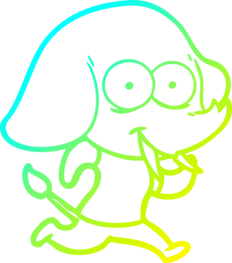 Bir insan tarafından çizilmiş mutlu bir filin soğuk gradyan çizgisi.