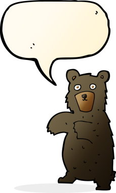 bir insan tarafından çizilmiş konuşma baloncuğu olan siyah bir ayı.