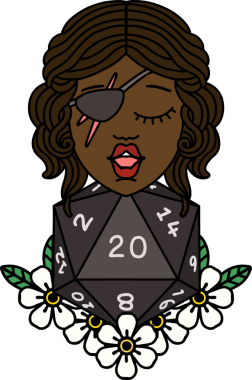 Retro Dövme Tarzı İnsan Rogue Bir insan tarafından çizilmiş 20 zar ile