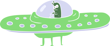 Bir insan tarafından çizilen UFO 'nun düz renk çizimi