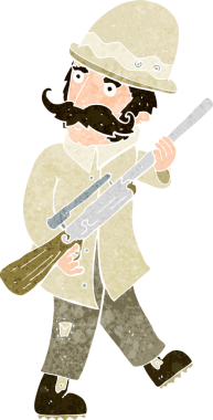 bir insan tarafından çizilmiş büyük oyun avcısı çizgi filmi