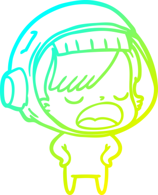 Bir insan tarafından çizilmiş bir karikatür astronot kadın çizimi.