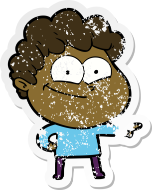 Bir insan tarafından çizilmiş mutlu bir adamın sıkıntılı çıkartması.