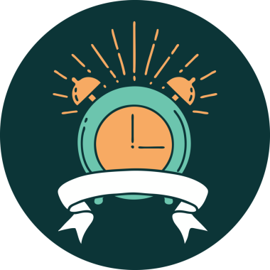 Bir insan tarafından çizilmiş dövme stili çalar saat simgesi