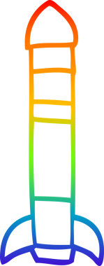 gökkuşağı gradyan çizgi çizimi Bir insan tarafından çizilmiş çizgi uzun roket