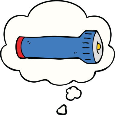 Bir insan tarafından çizilmiş düşünce baloncuklu çizgi film meşalesi.