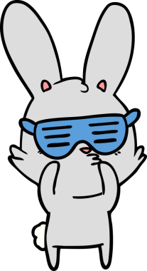 Bir insan tarafından çizilmiş meraklı tavşan çizgi filmi.