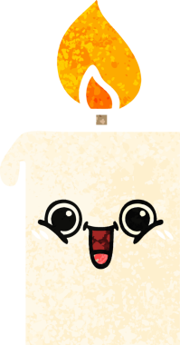 Bir insan tarafından çizilmiş yanan bir mumun retro çizim tarzı karikatürü