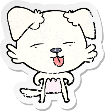 Bir insan tarafından çizilmiş bir köpeğin dertli çıkartması.