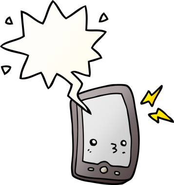 bir insan tarafından çizilmiş düzgün eğimli konuşma baloncuklu çizgi film cep telefonu