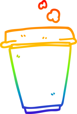 gökkuşağı gradyan çizgi çizimi bir insan tarafından çizilmiş bir kahve fincanı