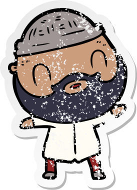 Bir insan tarafından çizilmiş sakallı bir adamın sıkıntılı çıkartması.