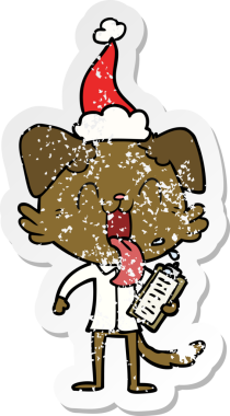 Bir insan tarafından çizilmiş, pano takmış, nefes nefese kalmış bir köpeğin el yazısı.