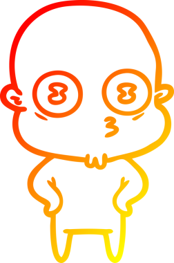 Bir insan tarafından çizilmiş garip kel bir uzay adamının sıcak çizgi çizimi