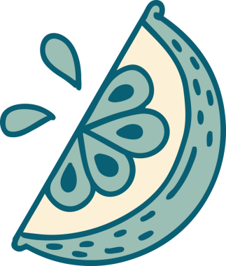 Bir insan tarafından çizilmiş limon diliminin ikonik dövme şekli