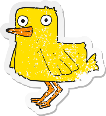 Bir insan tarafından çizilmiş bir ördeğin sıkıntılı çıkartması.