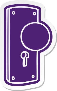 Bir insan tarafından çizilmiş bir kapı kolunun çizgi film etiketi.