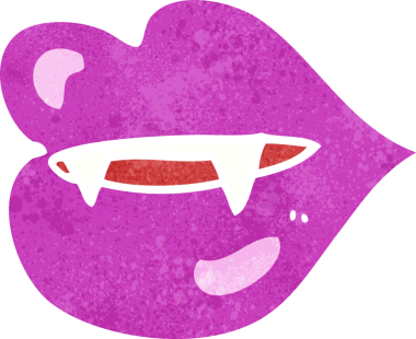 Bir insan tarafından çizilmiş vampir dişleri.