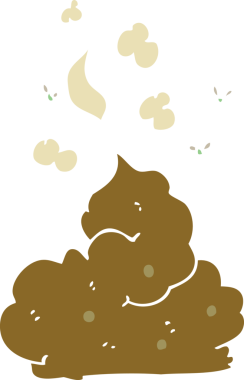 Bir insan tarafından çizilen iğrenç kakanın düz renk çizimi