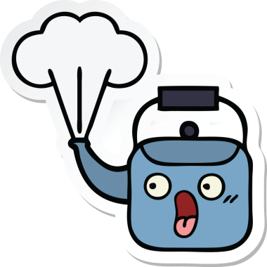 Bir insan tarafından çizilmiş dumanı tüten şirin bir çizgi film çıkartması.