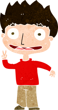 Bir insan tarafından çizilmiş mutlu çocuk çizgi filmi.