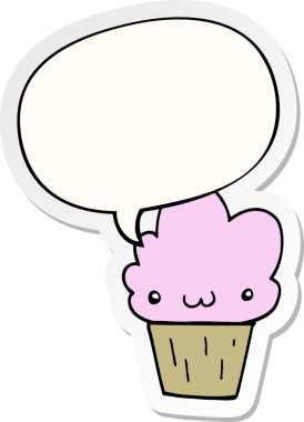 Bir insan tarafından çizilmiş yüz ve baloncuk yapıştırmalı çizgi film keki.