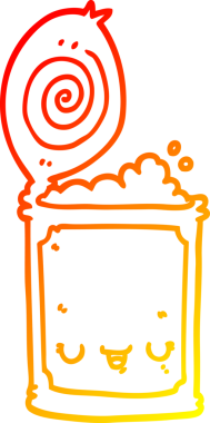 Bir insan tarafından çizilmiş konserve yiyeceğin sıcak çizgi çizimi