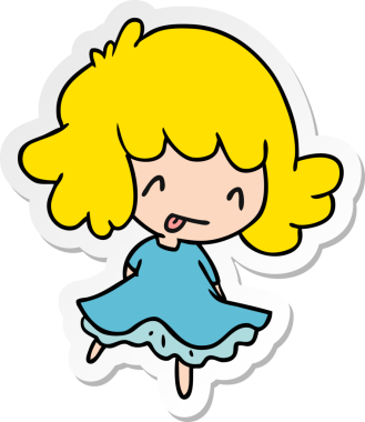 Bir insan tarafından çizilmiş sevimli bir kawai kızının çizilmiş bir karikatür çizimi.