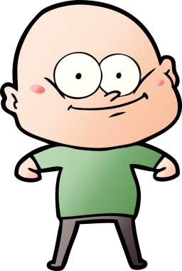 Bir insan tarafından çizilmiş kel bir adam.