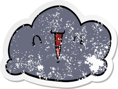 Bir insan tarafından çizilmiş karikatür bulutunun sıkıntılı çıkartması.