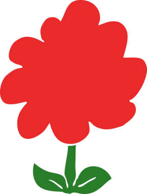 Bir insan tarafından çizilmiş düz renk çizgi film çiçeği