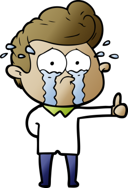 Bir insan tarafından çizilmiş ağlayan bir karikatür.