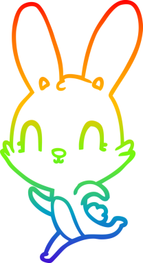 Gökkuşağı gradyan çizgisi. Bir insan tarafından çizilmiş şirin bir tavşan çizimi.