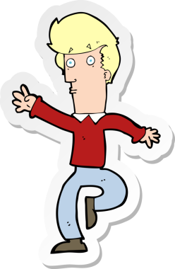 Bir insan tarafından çizilmiş aceleci bir adamın çıkartması.