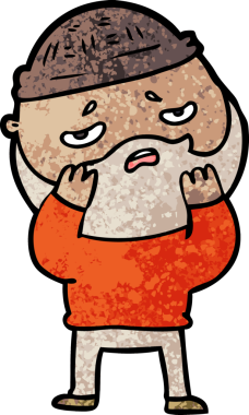 Bir insan tarafından çizilmiş sakallı endişeli bir adam.