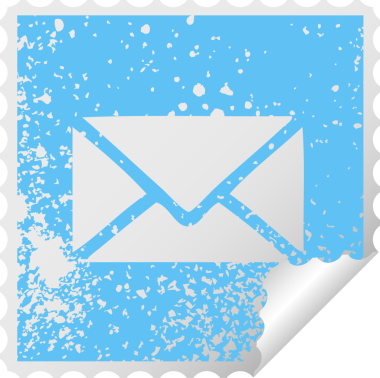 Bir insan tarafından çizilmiş kağıt bir zarfın kare soyma etiketi.