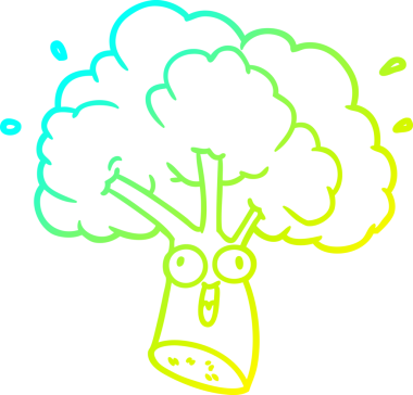 Bir insan tarafından çizilmiş soğuk gradyan brokoli çizimi.