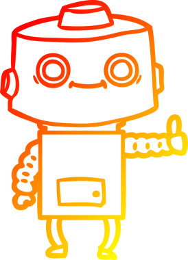 Bir insan tarafından çizilen çizgi film robotunun sıcak çizgi çizimi