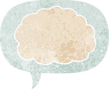 grunge 'da konuşma baloncuğu olan karikatür bulutu bir insan tarafından çizilmiş rahatsız edilmiş retro dokuma tarzı