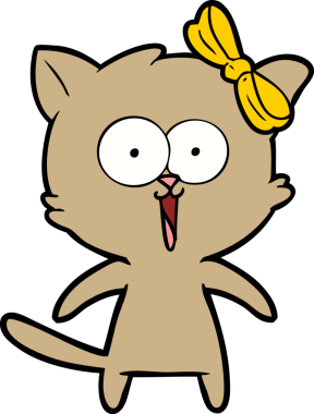 Bir insan tarafından çizilmiş çizgi film kedisi.