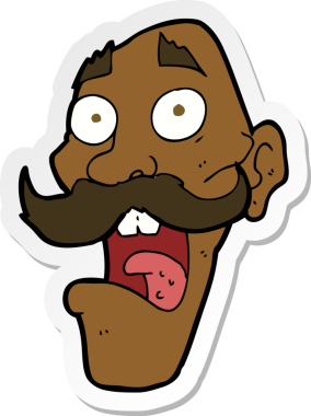 Çizgi film çıkartması. Bir insan tarafından çizilmiş korkmuş yaşlı bir adam.