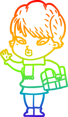 gökkuşağı gradyan çizimi bir insan tarafından çizilmiş bir karikatür kadın