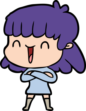 Bir insan tarafından çizilmiş bir çizgi film kadını.