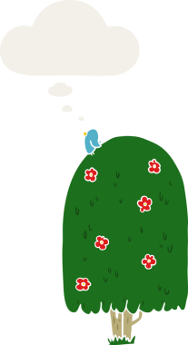 bir insan tarafından çizilmiş düşünce baloncuğu olan çizgi film uzun ağaç.