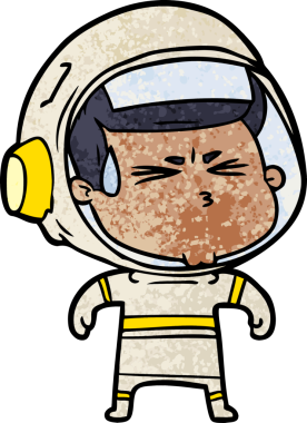 Çizgi film bir insan tarafından çizilmiş astronot.